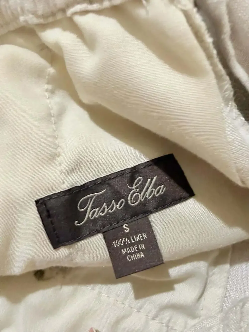 Tasso Elba Men's 100% Linen Drawstring Casual Pants Beige Size S